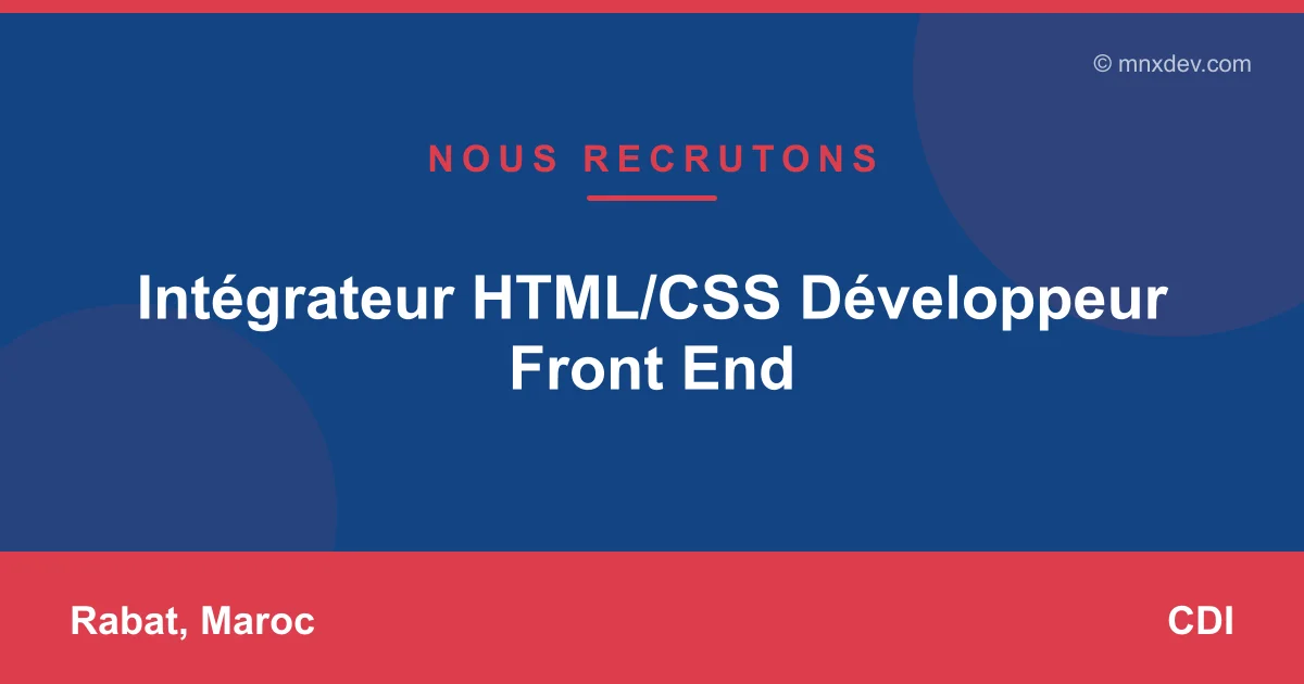 Intégrateur HTML/CSS Développeur Front End
